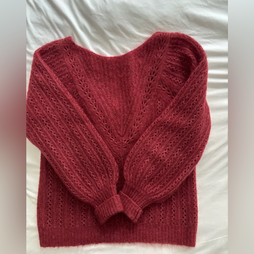 Sezane “Rosa” Open Back Mohair & Wool Sweater - Size Small - Picture 5 of 8